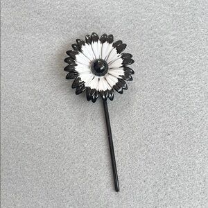 Vintage Black and White Floral Pin